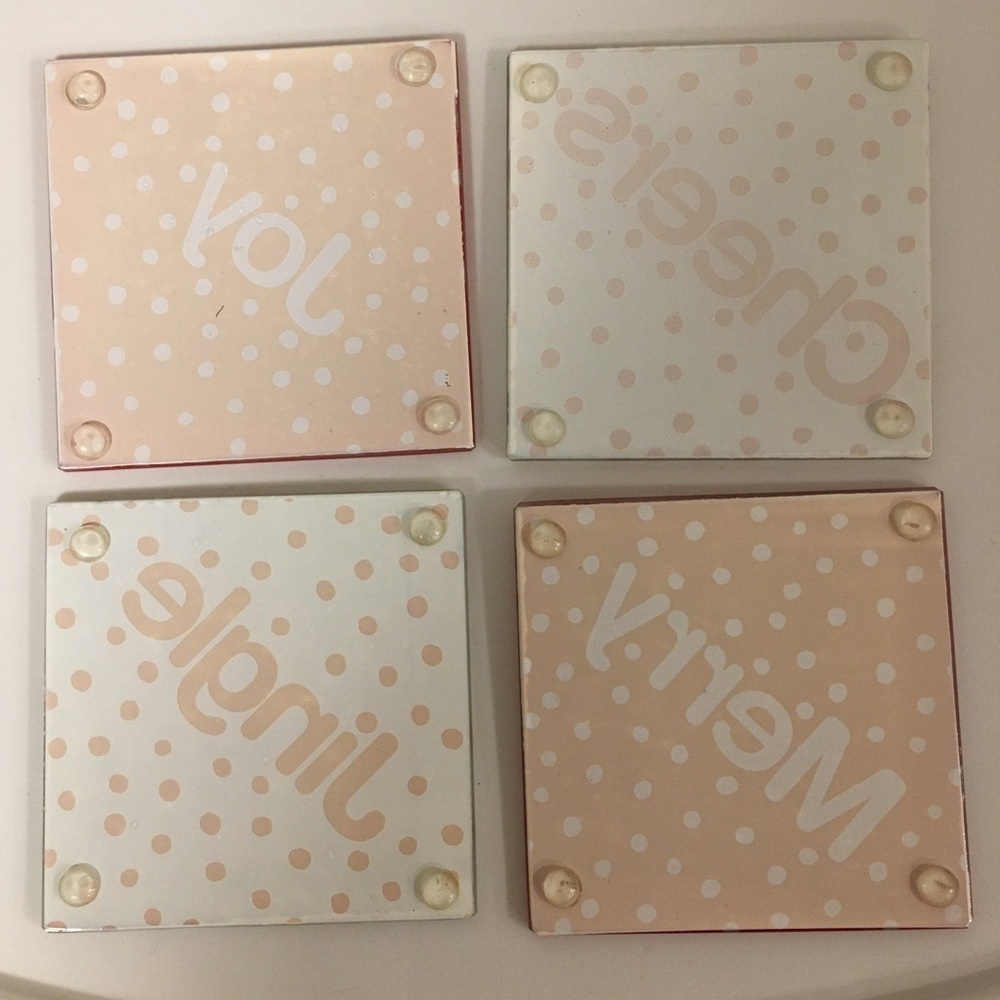 Glass Christmas Coasters - set of 4, Holiday, Unique Gift, Joy Cheers Jingle - Picture 6 of 14